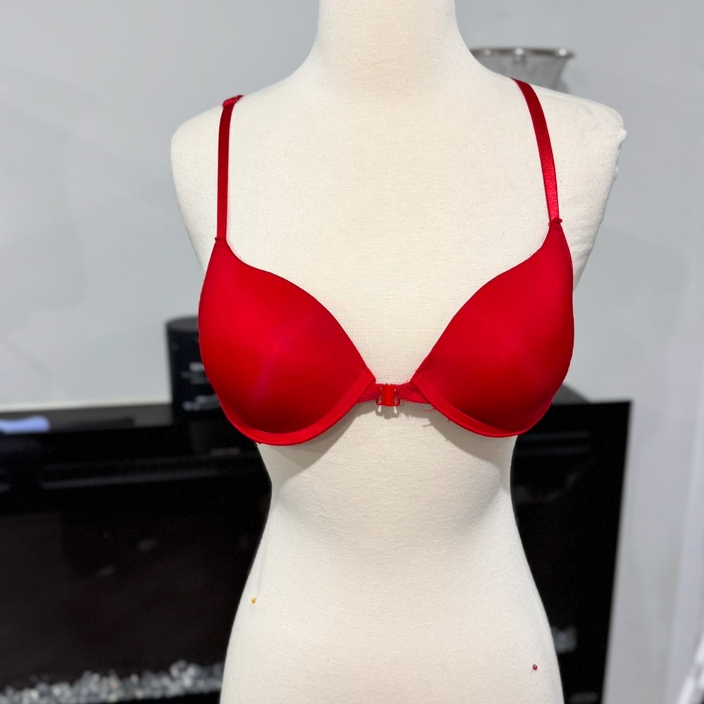 Red Underwire Lace Racerback Push-up Bra
